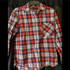 Long Sleeve Plaid Button-Up Shirt